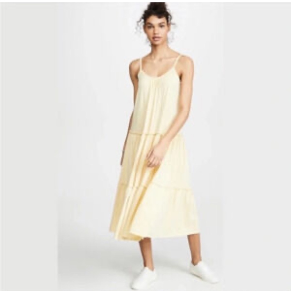 Sundry women’s pale yellow tiered spaghetti strap maxi dress size 1